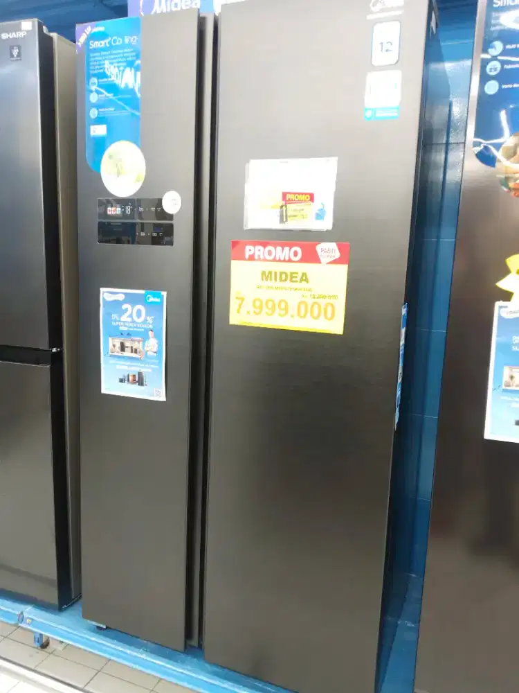 Kulkas midea SBS ref bisa nyicil bunga 0% cukup KTP aja