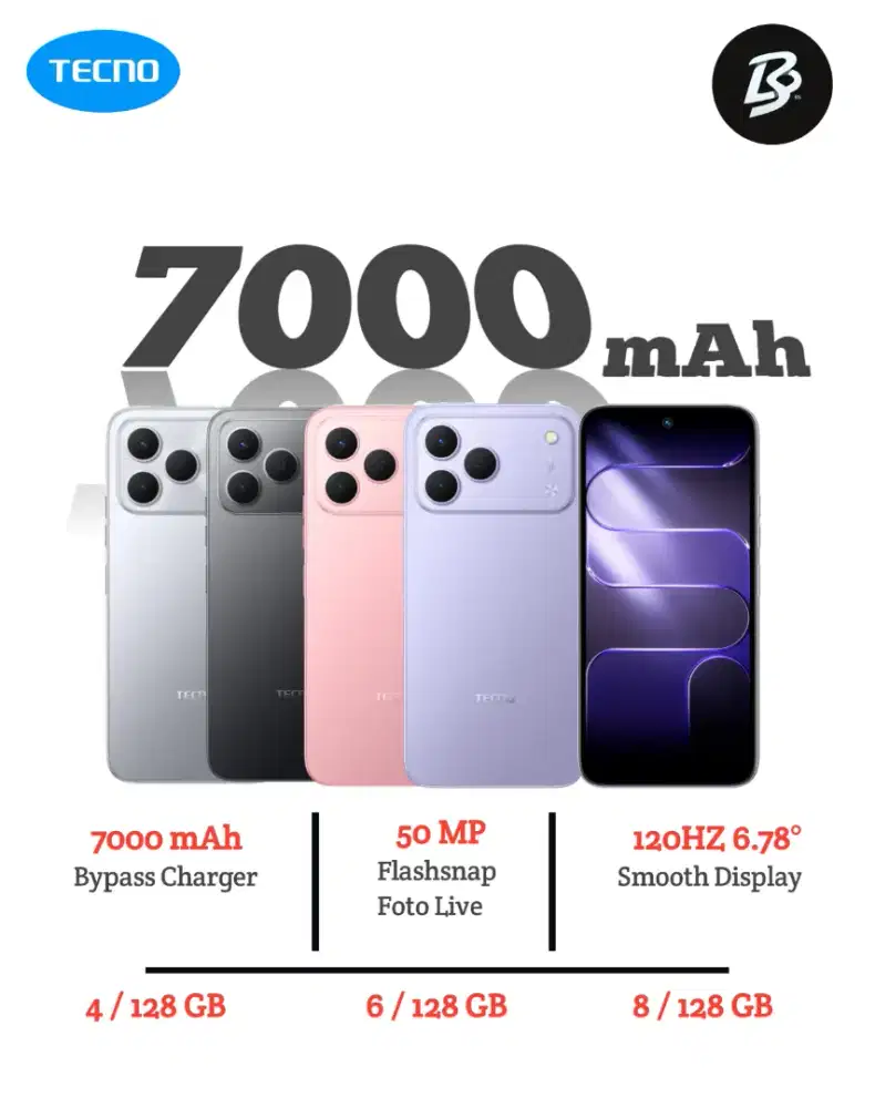 Spark 50 NFC 8/128 + 7000 mAh Bypass Charger+ Foto live + Promo 200k