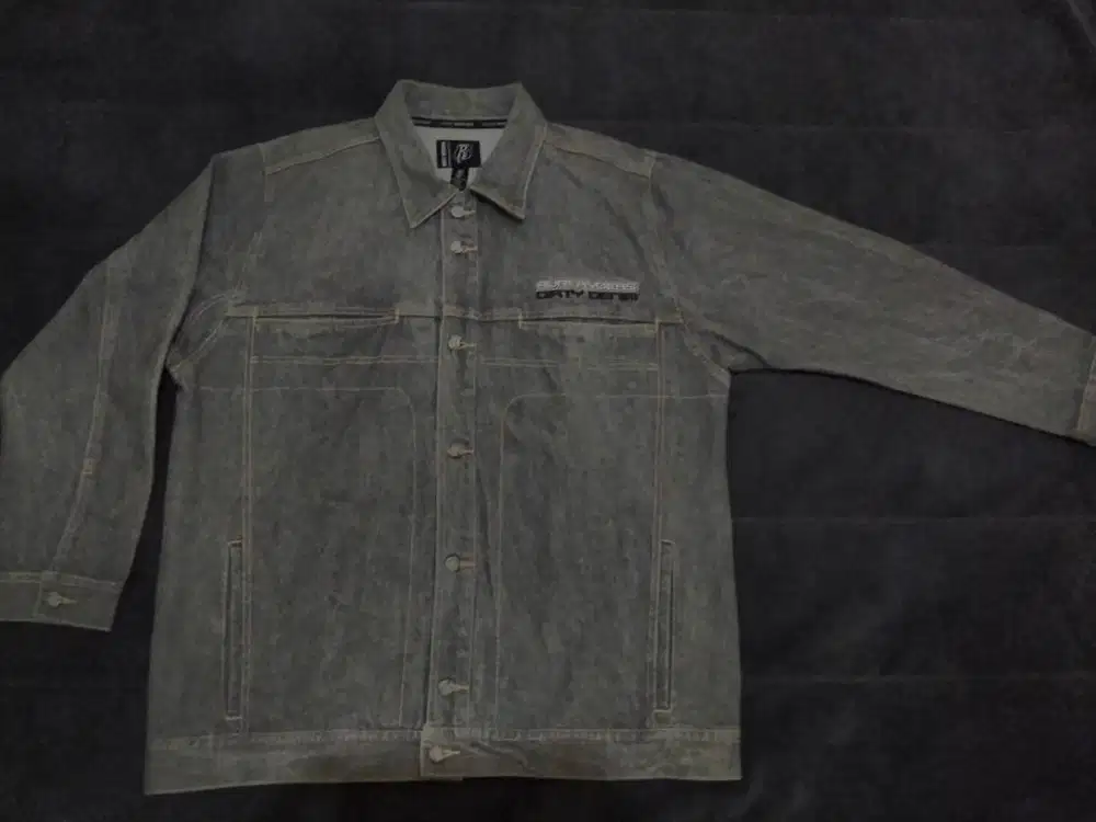 Jaket Jacket jeans denim levis XXL lokal warna abu washed moge biker