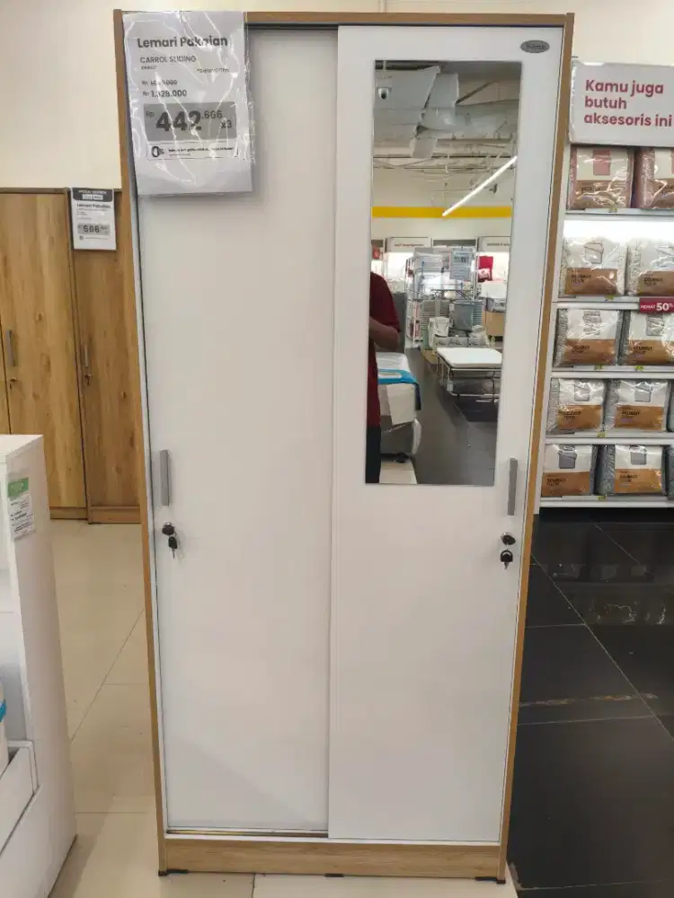 SELMA CARROL LEMARI PAKAIAN 2 PINTU GESER – PUTIH OAK