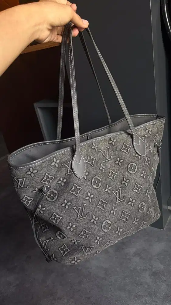 (PRELOVED) LOUIS VUITTON NEVERFULL MM MONOGRAM DENIM JACQUARD