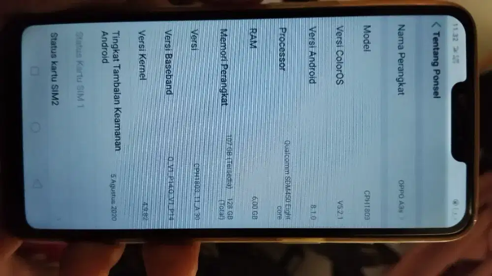 Oppo A3s 6 128 batangan
