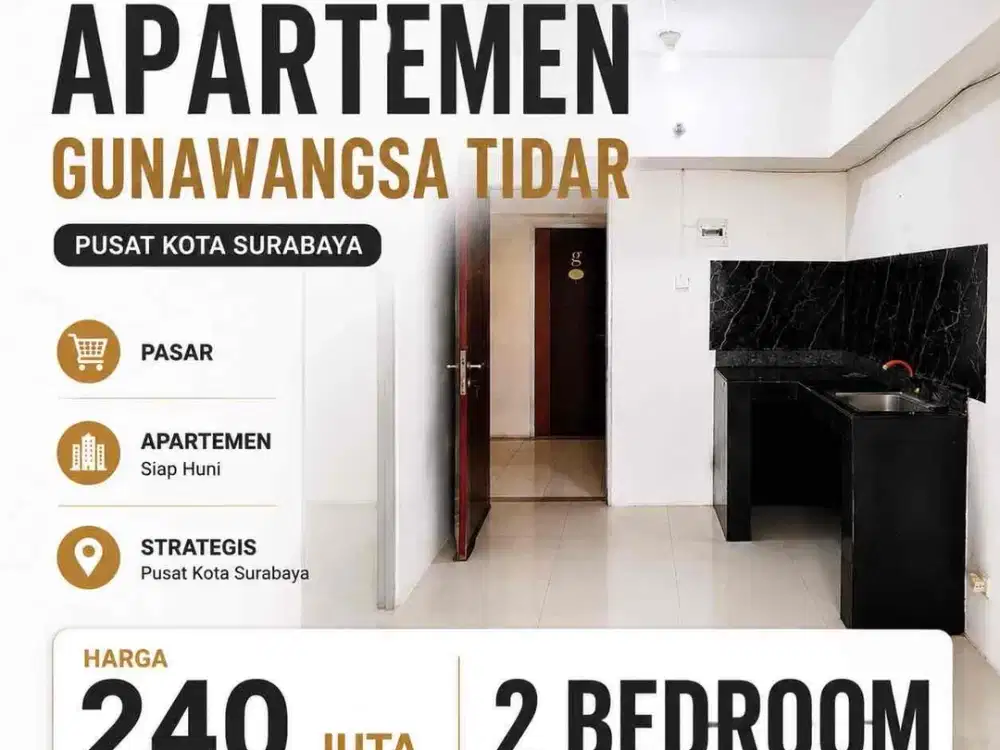 termurah 240 Juta‼️Apartemen Gunawangsa Tidar 2 BR
