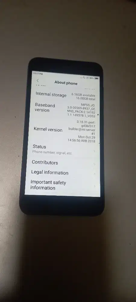 xiaomi 5A ram 2gb