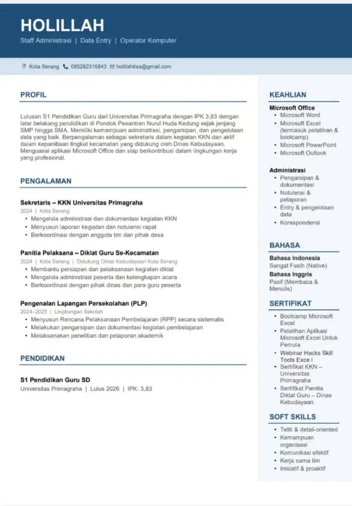 mencari pekerjaan sebagai admin, data entry operator komputer