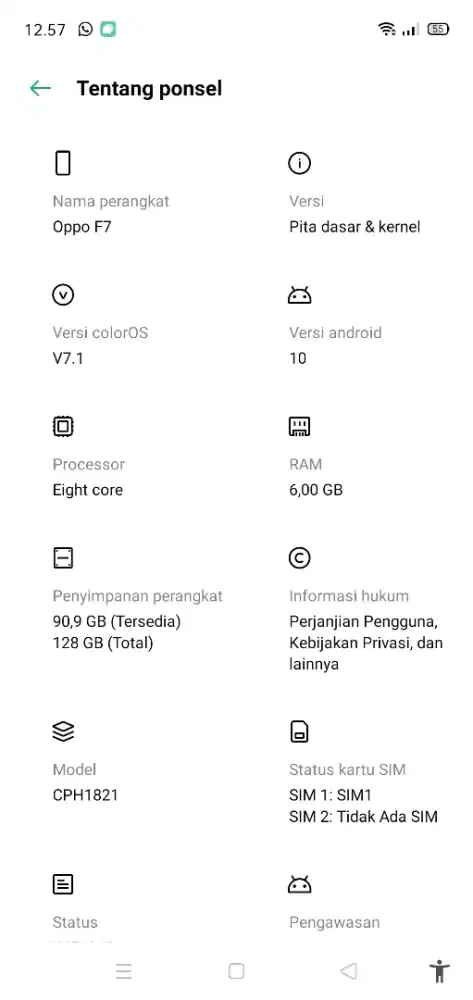 Oppo F7 ram 6/128 batangan