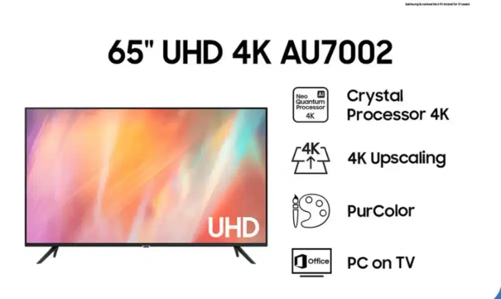 Samsung Smart TV 65 inch UHD 4K AU7002 dengan PurColor