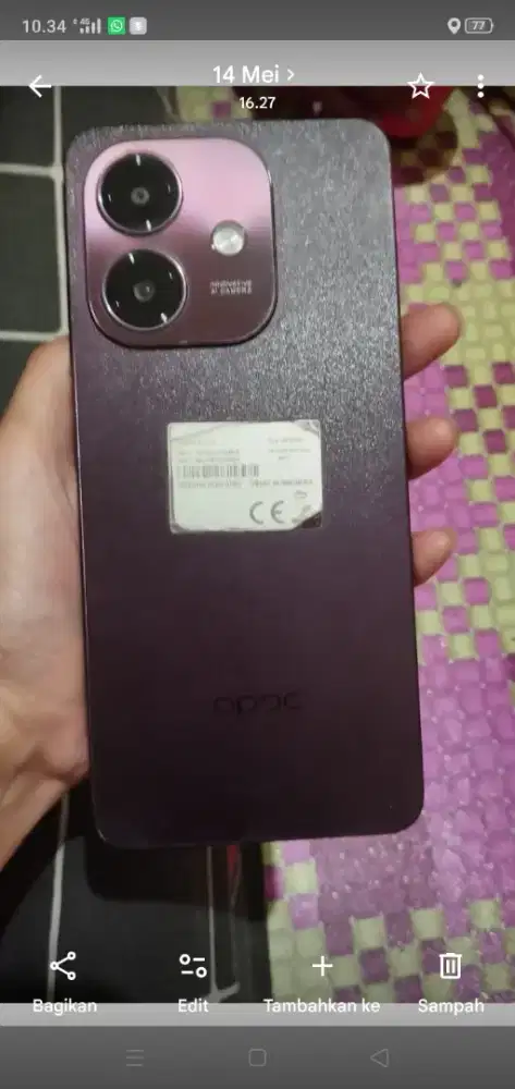 Jual hp Oppo A3x Ram 4+4/128 hp mulus no minus Finger print nyala