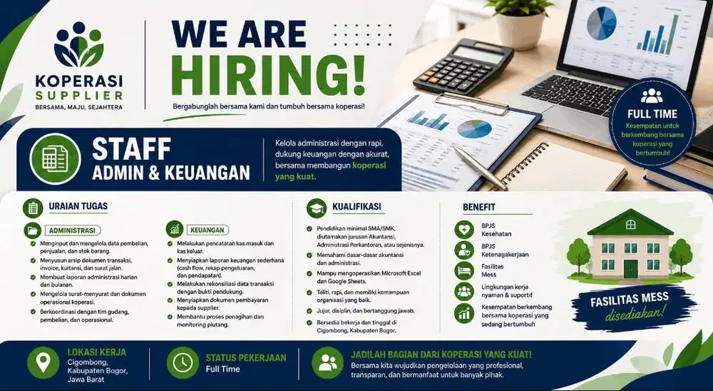 Lowongan Kerja - Staff Administrasi dan Keuangan Koperasi