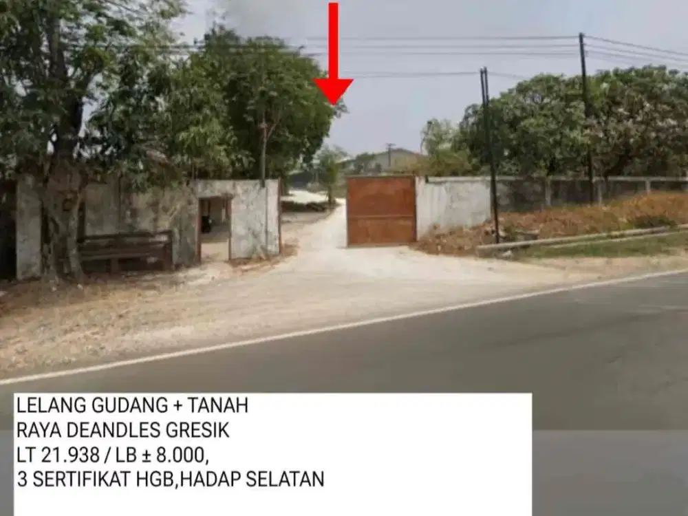 Dijual Gudang ex Pabrik Gresik jalan Raya Deandles