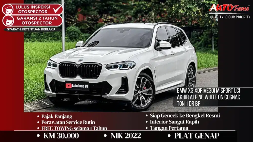 BMW X3 xDrive30i M Sport LCi NIK 2022 Akhir Alpine White On Cognac Tgn