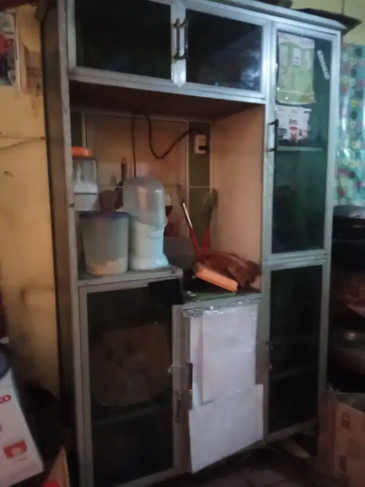 Murah rak piring 3 kaca riben almunium tempat perkakas dapur