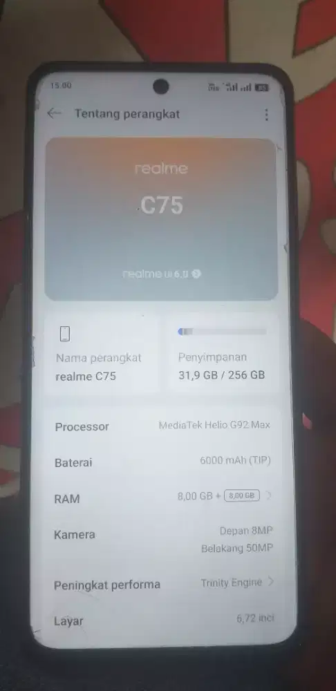 Realme c75 ram 8+8/256
