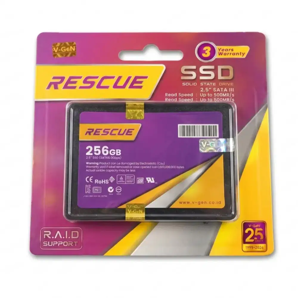 V-GeN SSD Rescue 256 GB SATA 3 2.5 Garansi 3 Thn Original