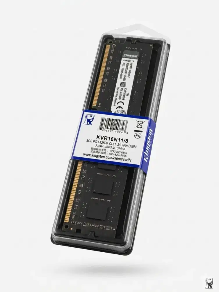 RAM Kingston 8GB DDR3 PC12800 KVR16N11/8 - Memory Desktop PC Original