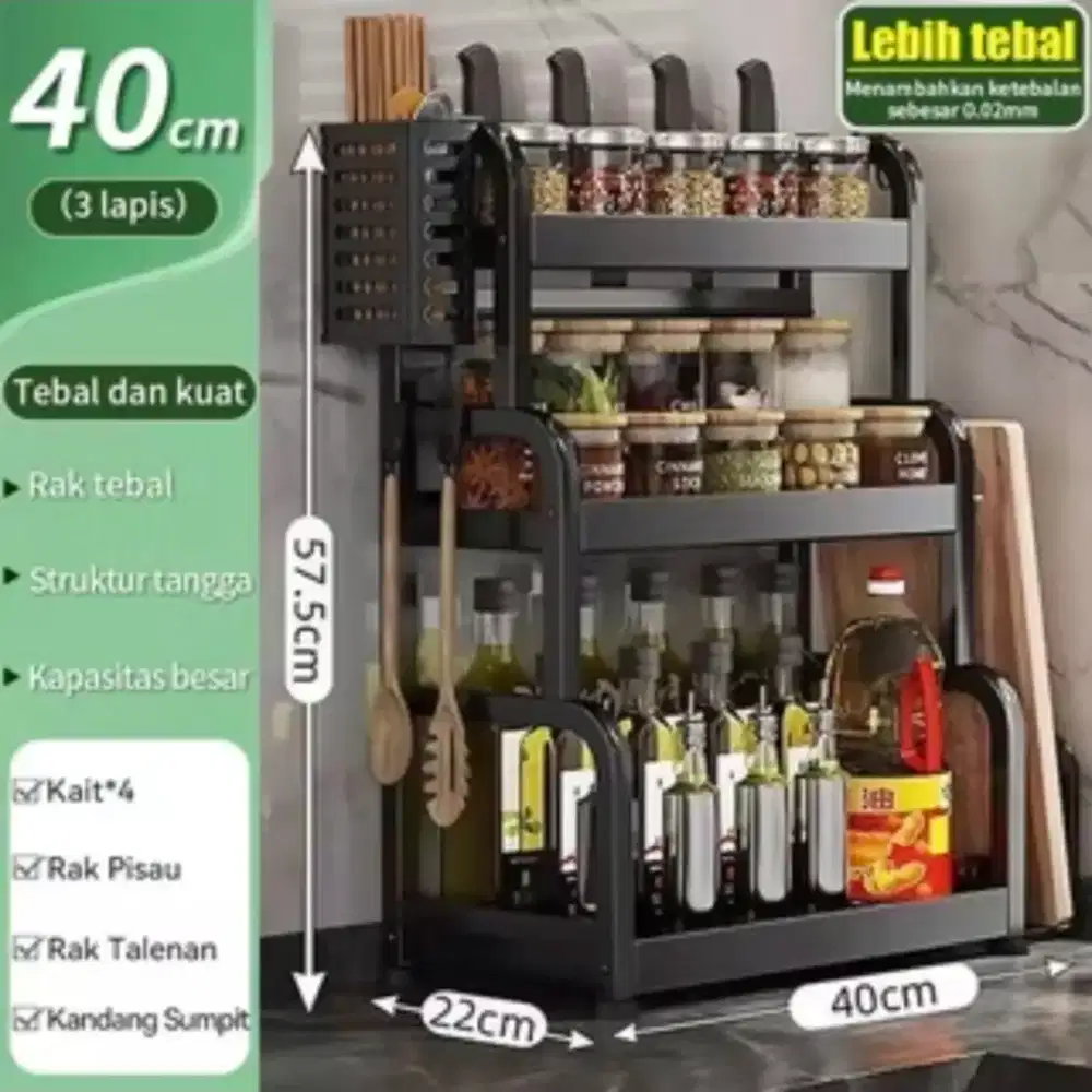 Rak Bumbu Dapur 3 Susun 40cm