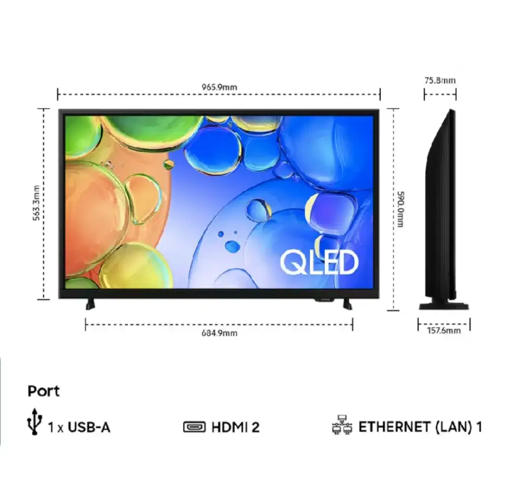 Samsung 43 Smart TV QLED 4K UHD Netflix YouTube Digital Garansi BARU