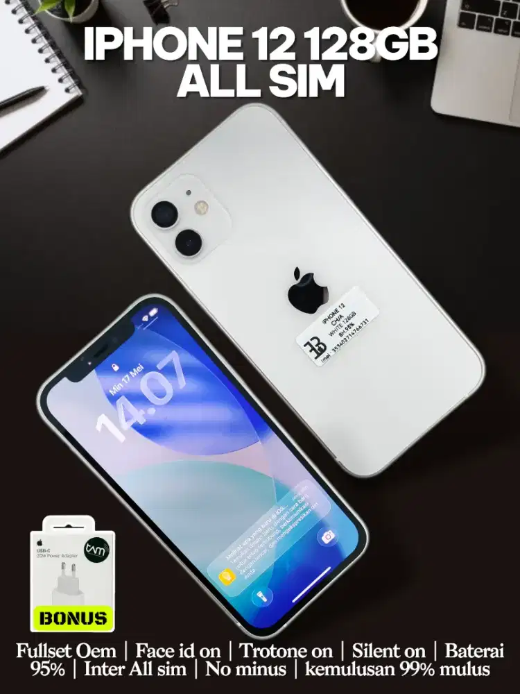 Iphone 12 128GB All sim Garansi like new fullset