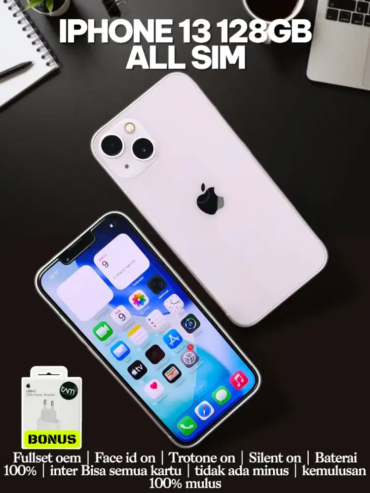 Iphone 13 128GB All sim Garansi fullset like new