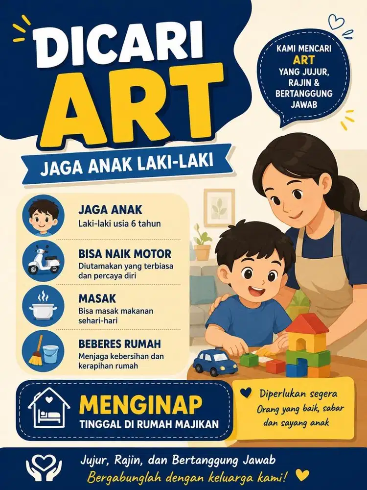 Dicari ART menginap