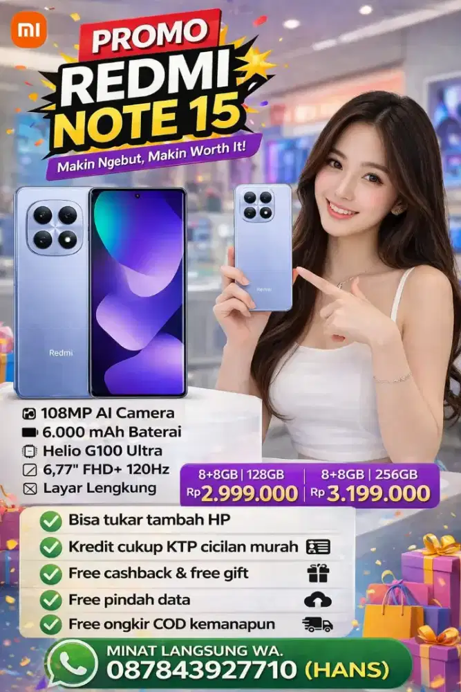 Promo Redmi Note 15 - ORI New Segel - Cashback upto 150k
