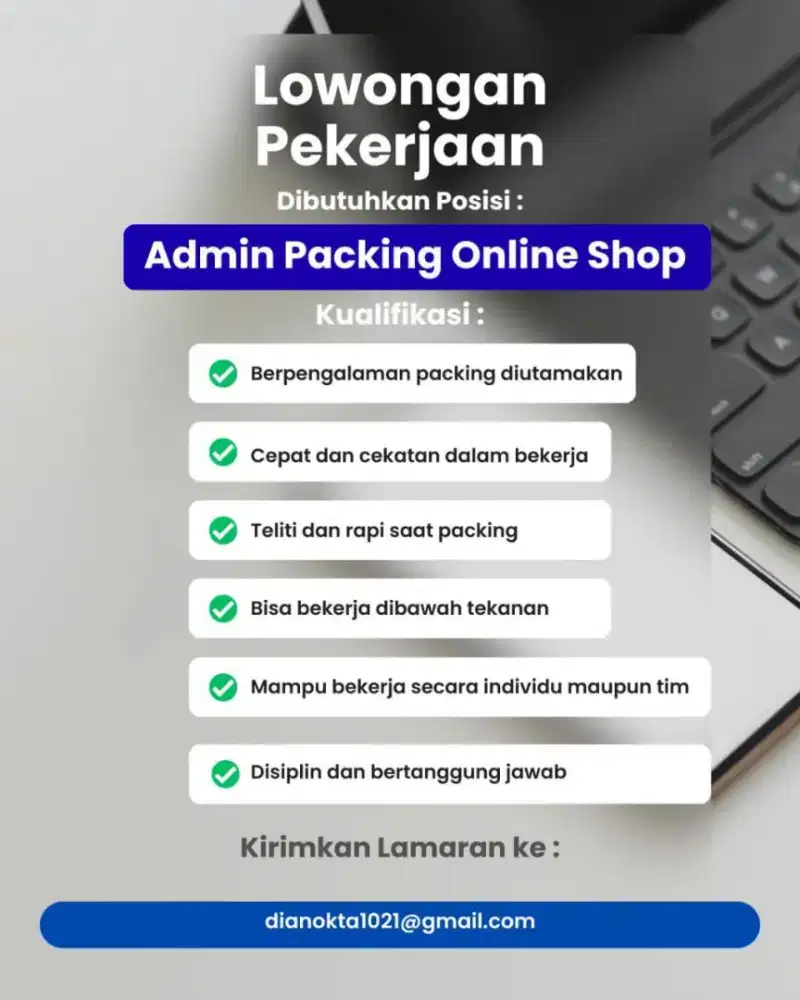Lowongan Kerja Admin Picker Online Shop