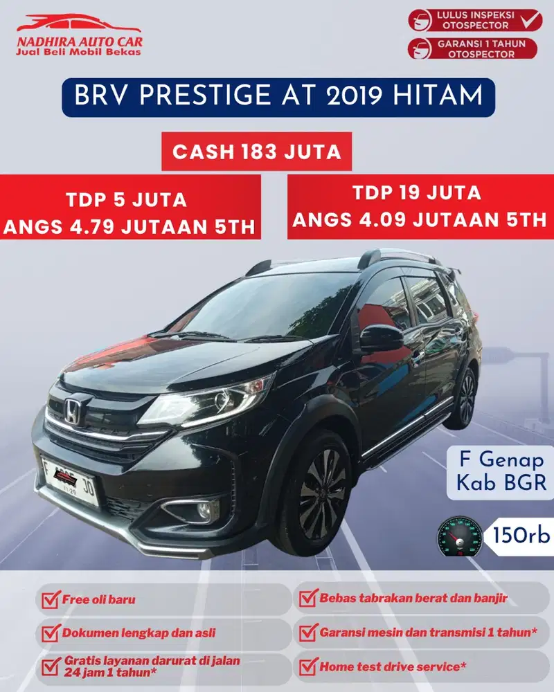 Angsuran 4 Juta BRV Prestige AT 2019 Hitam