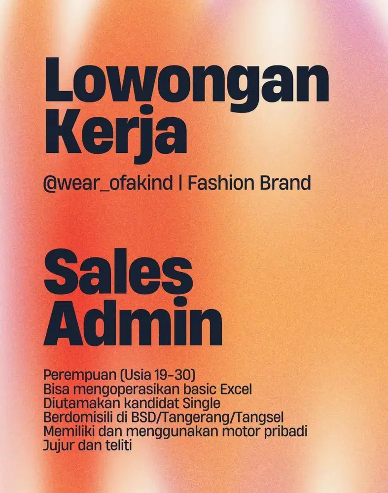 Admin Brand Fashion (Loc: BSD)