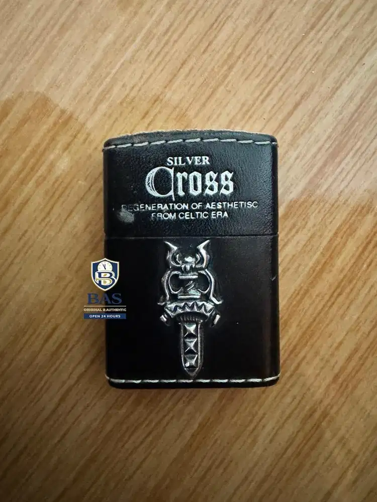 Zippo Original Silver Cross Celtic Gothic Leather Case Insert J05 Rare