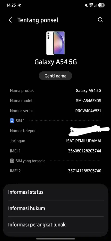 jual samsung a54 5g 8/256 no minus hp casan aja..