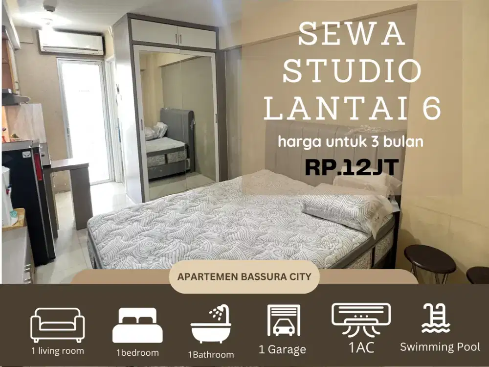 sewa studio samping mall full furnished apartemen bassura city