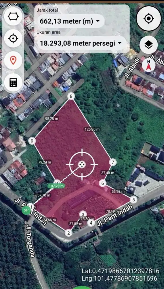 Dijual Tanah Jln. Parit Indah Pekanbaru SHM 18.293 mtr