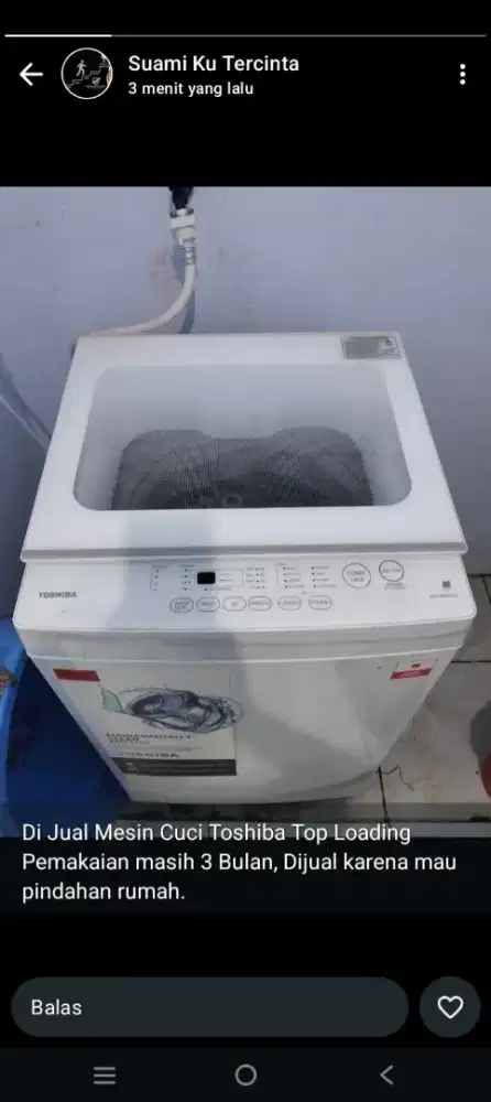 Di jual mesin cuci Toshiba TOP LOADING.