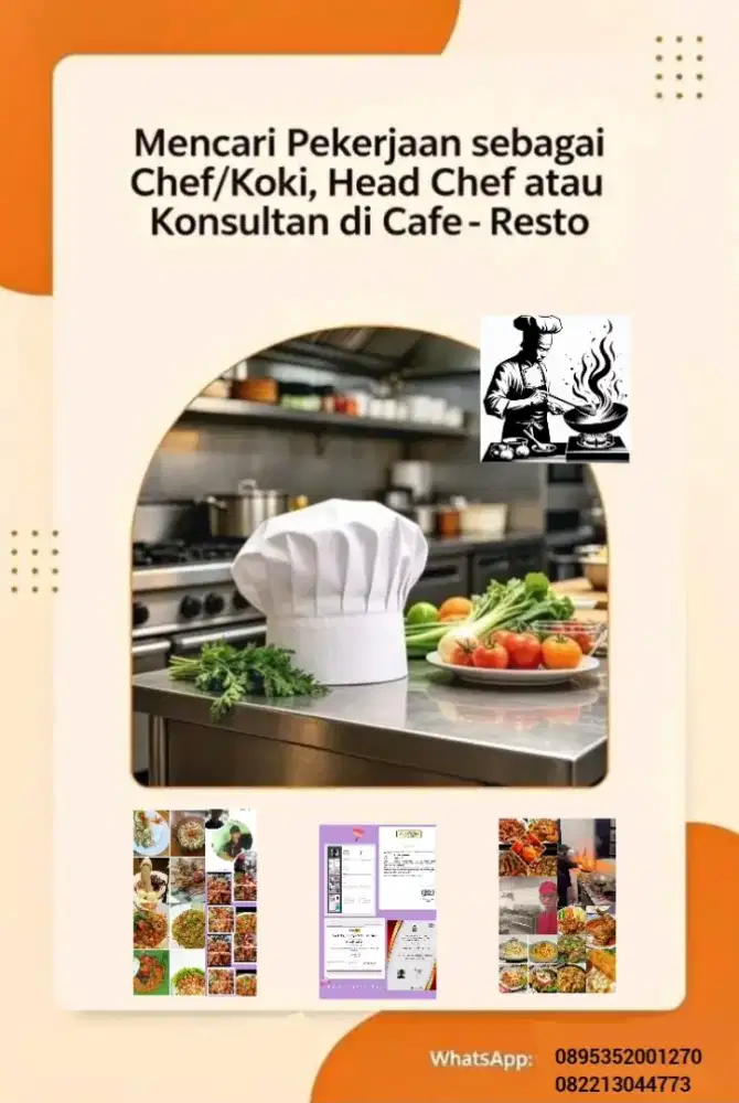 BTUH KERJA SBG CHEF/KOKI ATAU HEAD CHEF