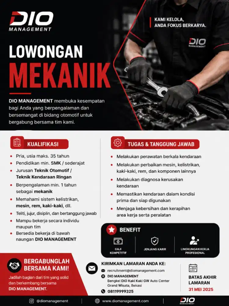 LOWONGAN KERJA MEKANIK MOBIL