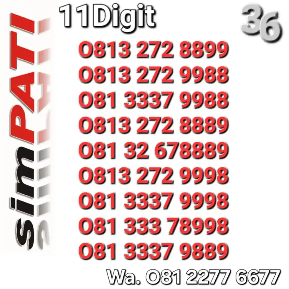 NOMOR SIMPATI 11DIGIT 8899 _ 9988