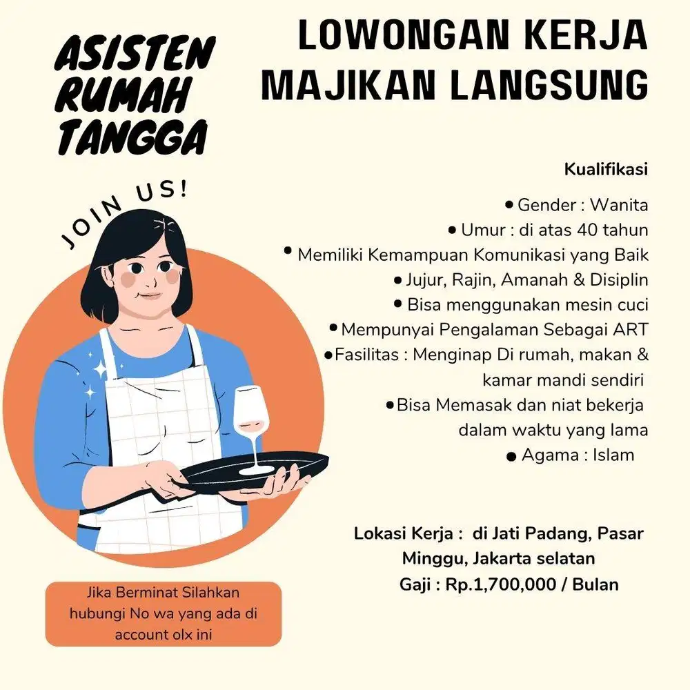 Lowongan Kerja ART Majikan Langsung Di Jakarta Selatan