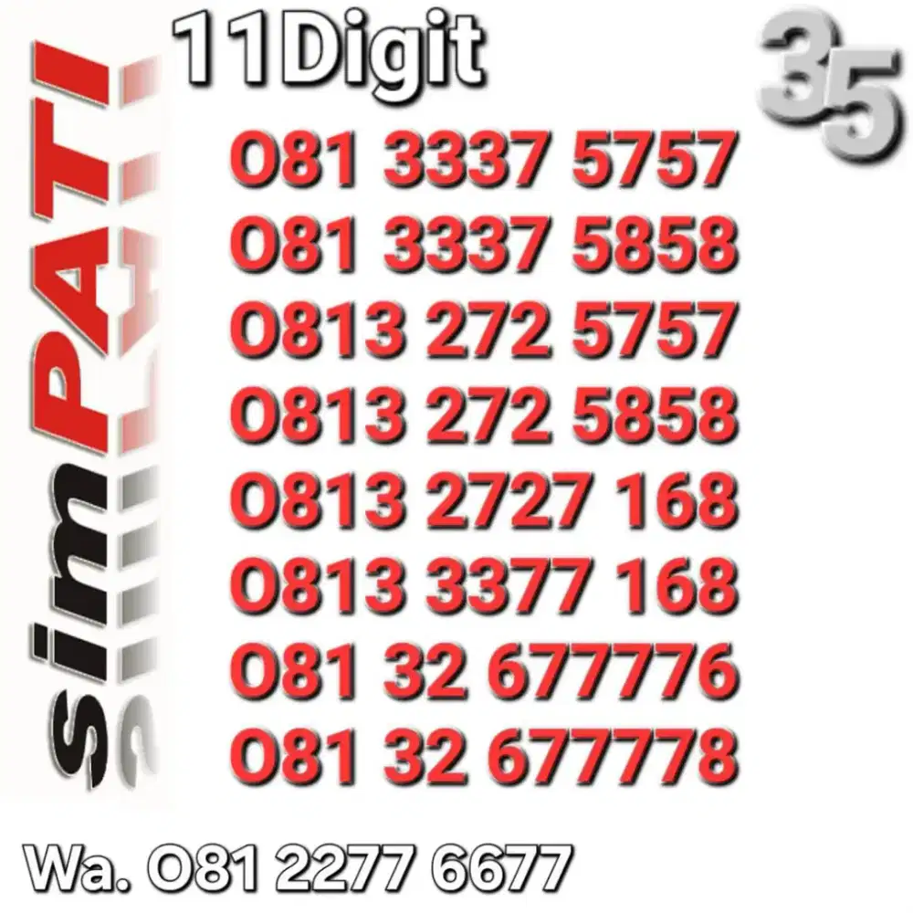 NOMOR SIMPATI 11DIGIT 5757 _ 5858