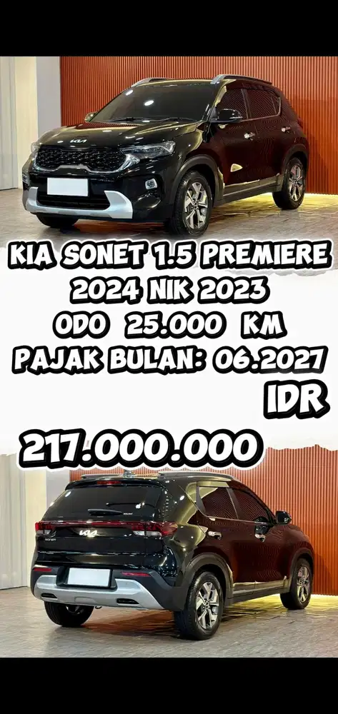 [ ODO 25.000 KM ] KIA SONET 1.5 PREMIERE AT 2024 NIK 2023 SIAP PAKAI