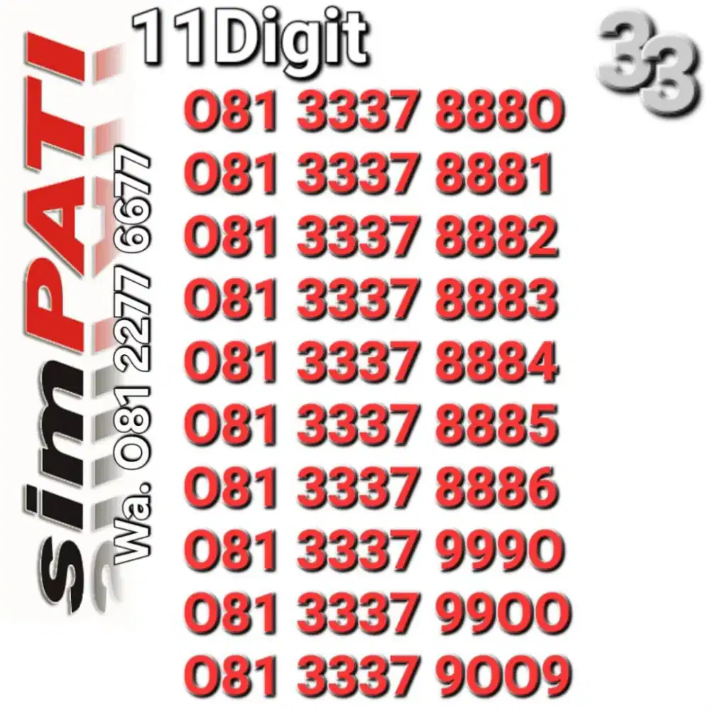 NOMOR SIMPATI 11DIGIT 888x