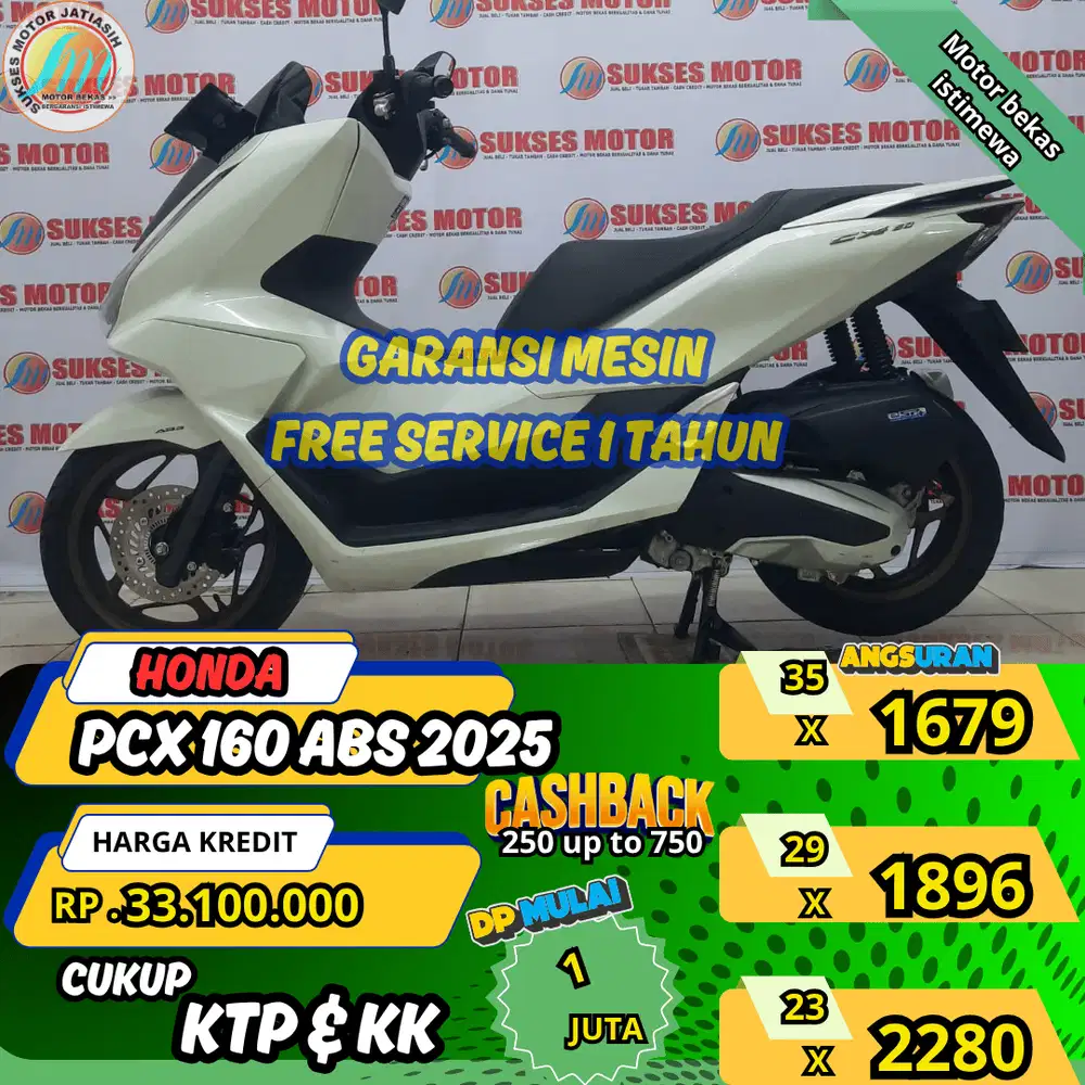HONDA PCX 160 ABS 2025 DP &ANGSURAN TERMURAH SYRT KTP&KK(SUKSESMOTOR)