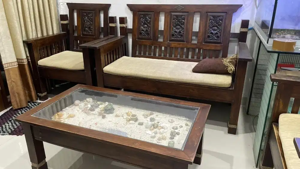 Jual Cepat 1 Set Kursi Tamu Kayu Minimalis