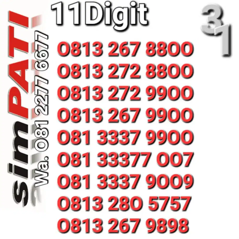 NOMOR SIMPATI 11DIGIT 7777x