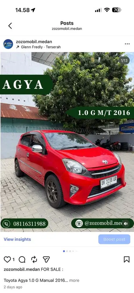 (KM 46rb) Toyota Agya 1.0 G Manual 2016