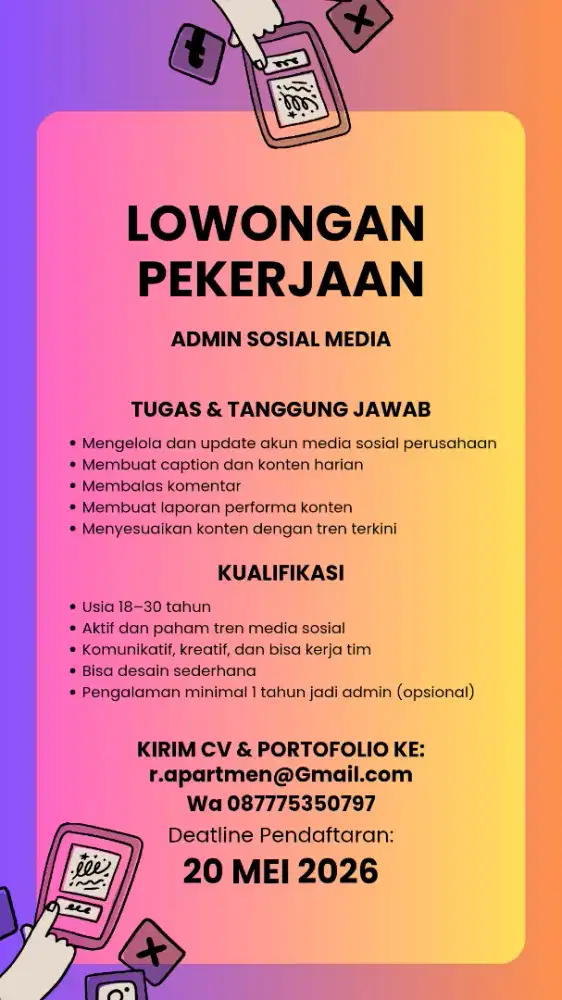 Lowongan Admin Sosial Media