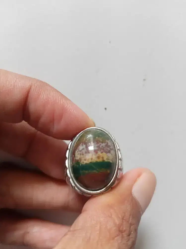 Batu Cincin Akik Permata Natural Multi Color Jasper Pancawarna Klawing