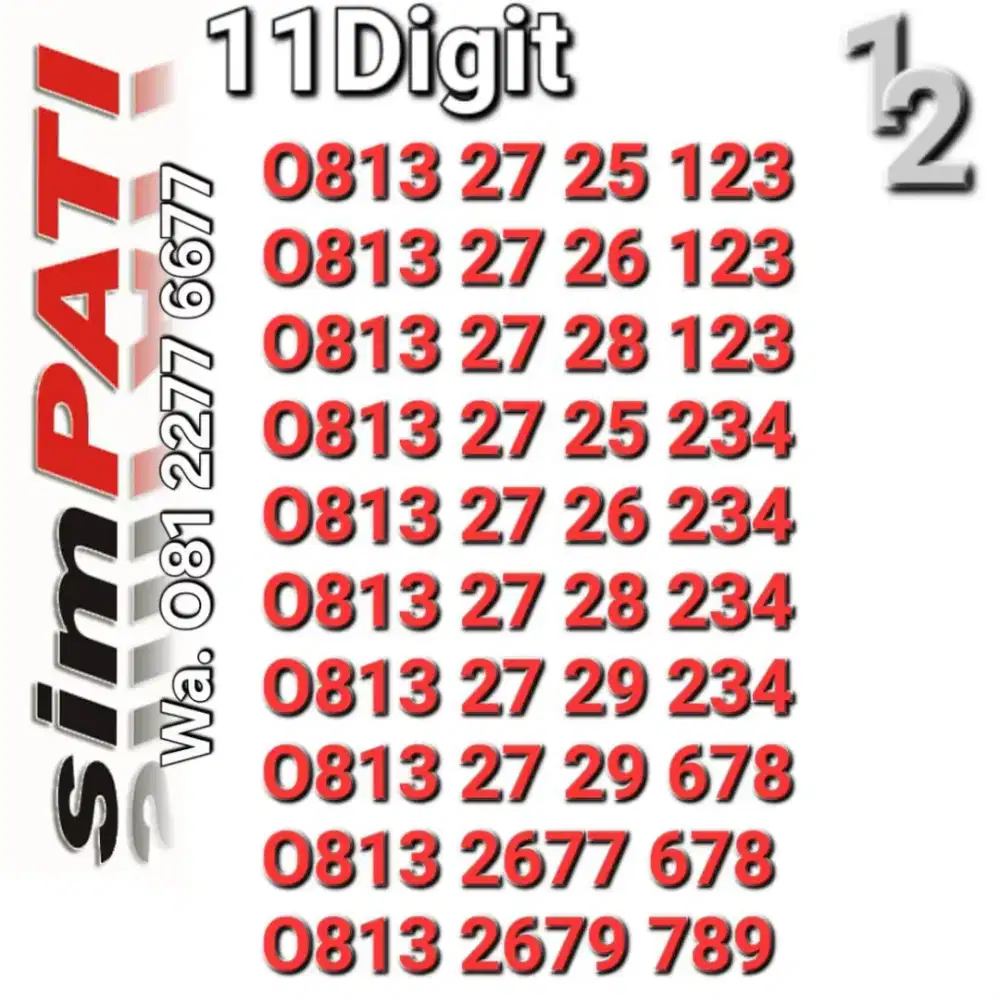 NOMOR SIMPATI 11DIGIT 123 _ 234