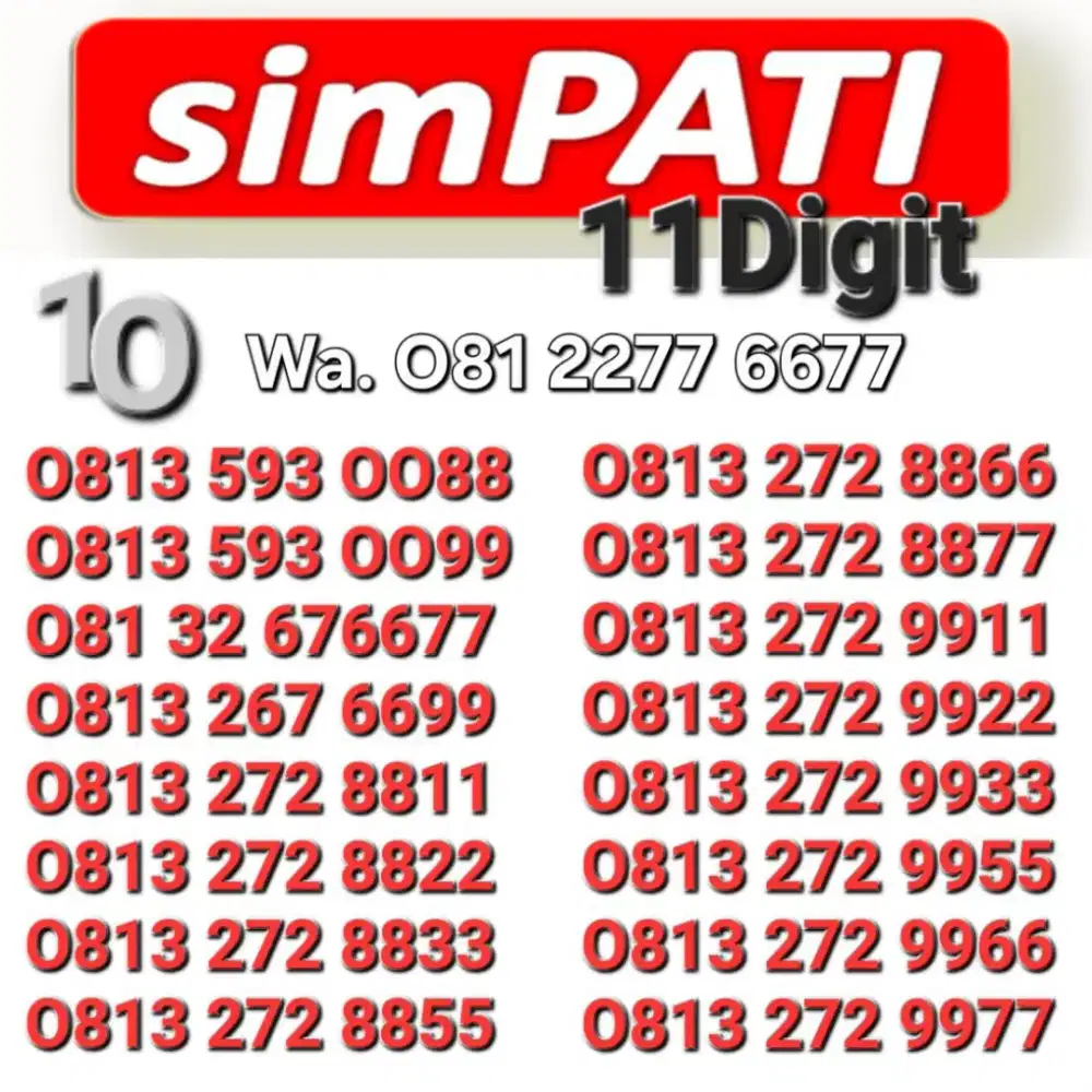 NOMOR SIMPATI 11DIGIT AABB - ABAB - 168