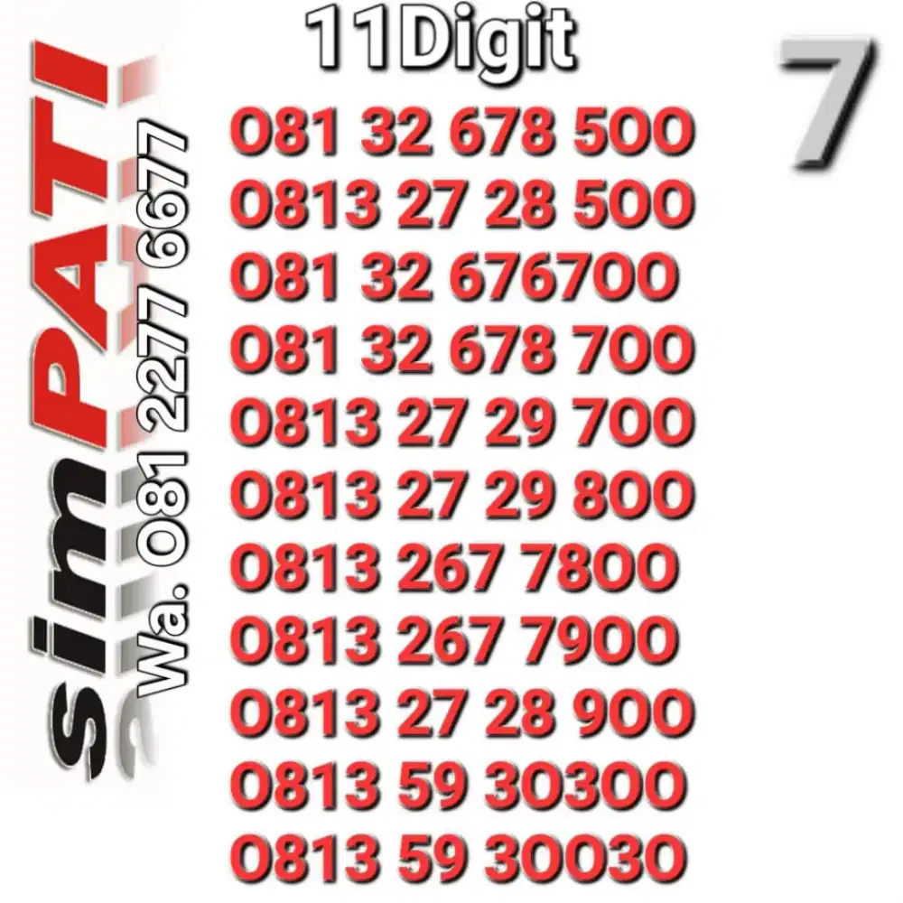 NOMOR SIMPATI 11DIGIT ALL VARIAN