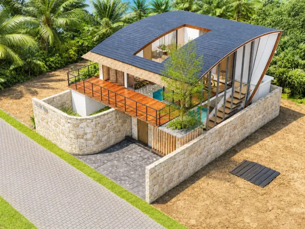 Villa Eksklusif 2 Lantai Desain Modern Tropis Kontemporer Type 4BR Dengan Private Pool, View Laut di Kawasan Lubuk Baja Batam